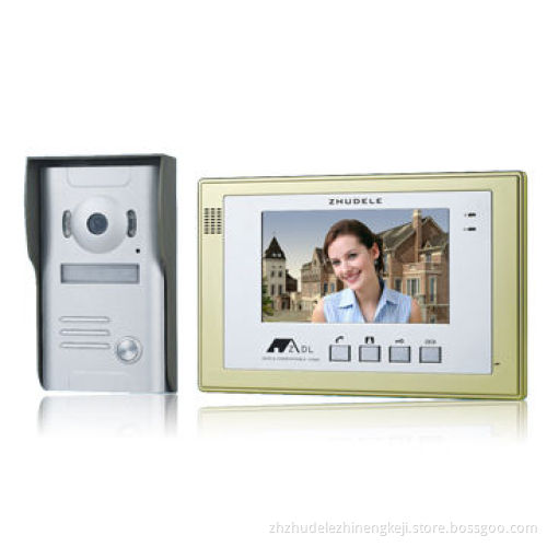 7-inch Gold Color Video Door Phone, Rainproof and Anti-riot Outdoor Unit